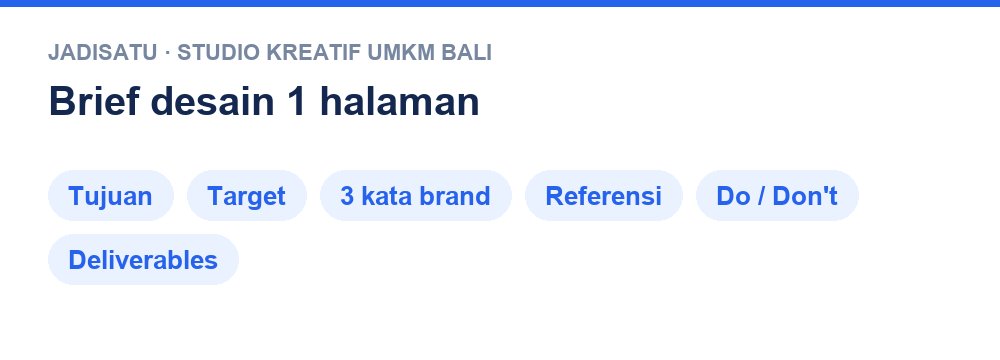 Infografik brief desain 1 halaman untuk UMKM oleh Jadisatu