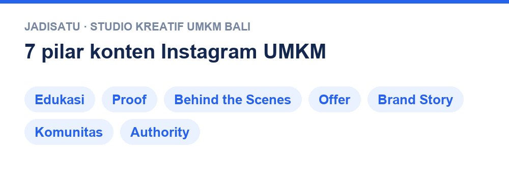 Infografik 7 pilar konten instagram umkm untuk UMKM oleh Jadisatu